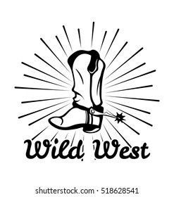 Vintage Western Cowboy Boot. Wild West Label. Vector Illustration