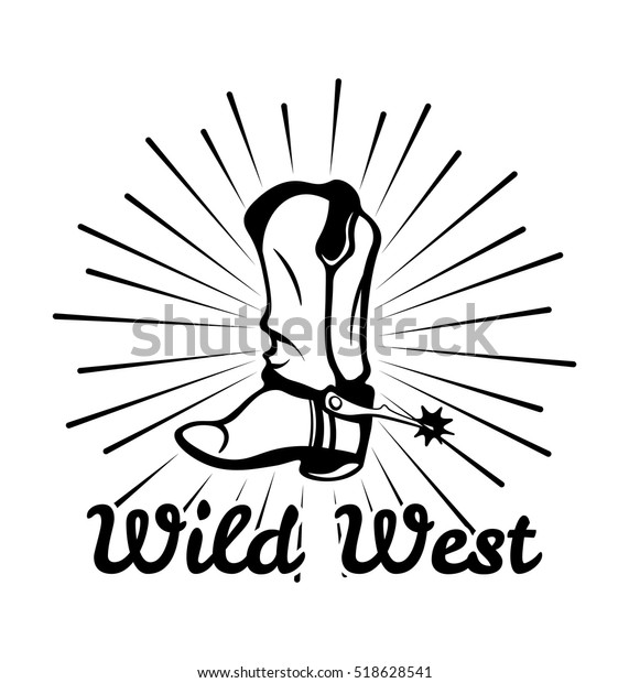 ビンテージウエスタンカウボーイブーツ 西部ラベル ワイルド ベクターイラスト のベクター画像素材 ロイヤリティフリー
