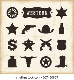 Vintage Western Icons Set. Editable EPS10 Vector Illustration With Transparency.