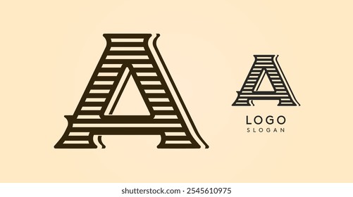 Antiguas western letra A, país con estilo viejo lettermark para el logotipo de la barra retro, café de la barbacoa, salón del tatuaje, placa del salón, etiqueta del alcohol. Ilustración vectorial