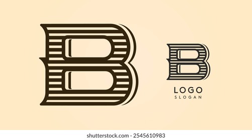 Vintage western letter B, country stylish old lettermark for retro bar logo, BBQ cafe, tattoo salon, saloon plaque, alcohol label. Vector illustration
