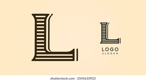 Vintage western letter L, country stylish old lettermark for retro bar logo, BBQ cafe, tattoo salon, saloon plaque, alcohol label. Vector illustration