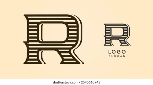 Antiguas western letra R, país con estilo viejo lettermark para el logotipo de la barra retro, café de la barbacoa, salón del tatuaje, placa del salón, etiqueta del alcohol. Ilustración vectorial