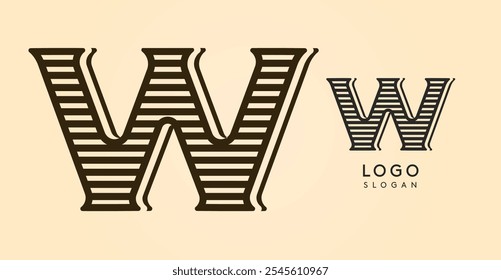 Vintage carta ocidental W, país elegante velho lettermark para retro bar logotipo, café churrasco, salão de tatuagem, placa de salão, rótulo de álcool. Ilustração vetorial