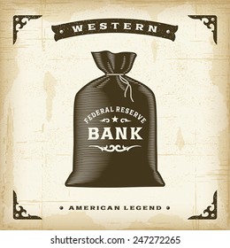 Vintage Western Money Bag. Editable EPS10 vector illustration.