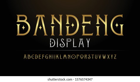 Vintage western stylish gold typeface. Classic lettering minimal fashion design. Elegant typography alphabet a to z. Vector illustration