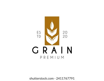 Vintage wheat farm logo design. Grain or wheat stamp logo