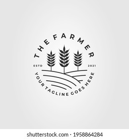 vintage wheat farming, farmer, agriculture logo template vector illustration design