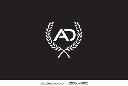 Vintage wheat logo design with AD letter