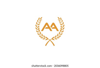 Vintage wheat logo design with double AA letter