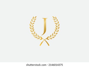 Vintage wheat logo design with the letter and wheat plant logo icon vector template