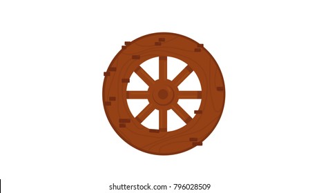 Vintage wheel isolated vector illustration