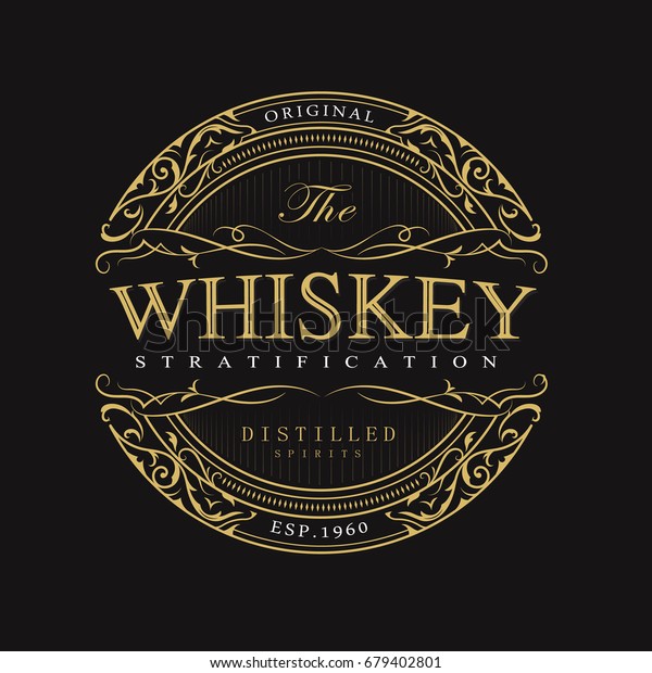 Vintage Whiskey Badge Banner Engraving Retro Stock Vector (royalty Free 