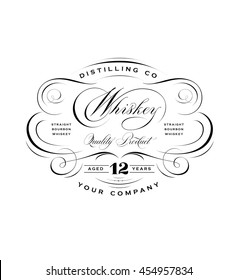 Vintage Whiskey Label. Hand drawn T-shirt Graphic