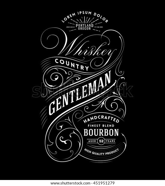 Vintage Whiskey\
Label. Hand drawn T-shirt\
Graphic