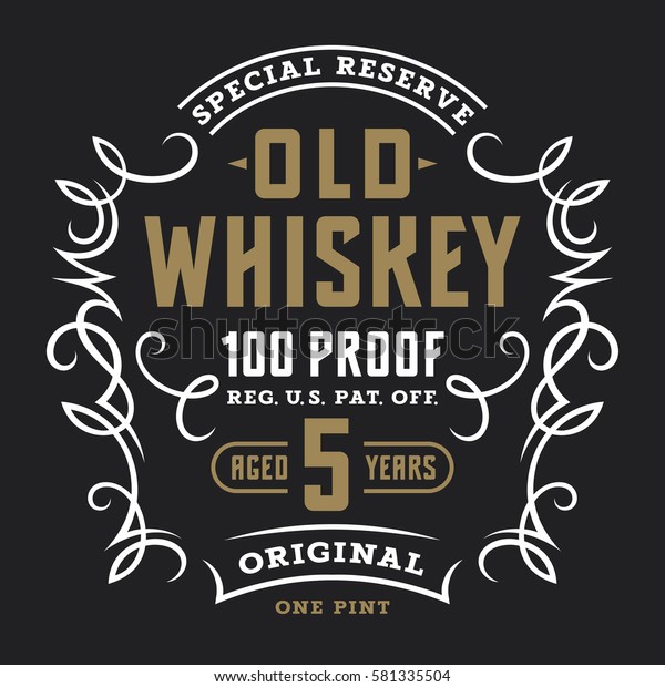 Vintage Whiskey Etikettenvorlage Kalligrafische Designelemente T Shirt Grafikdesign Stock Vektorgrafik Lizenzfrei