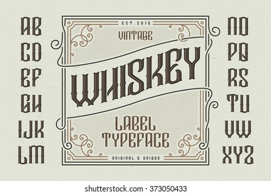 Vintage whiskey label typeface with decorative frame