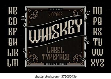 Vintage Whiskey Label Typeface With Decorative Frame