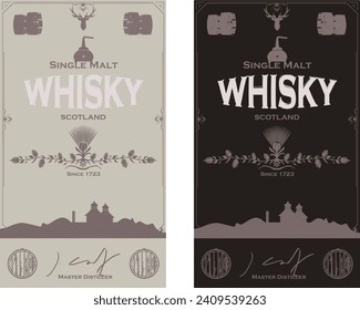 Vintage Whisky Label Vector Set