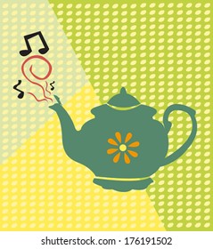 Vintage Whistling Kettle Vector. Design elements can be separated