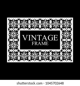 Vintage white border frame with retro ornamental pattern. Template for design. Vector illustration