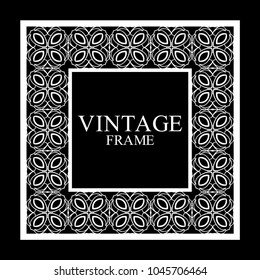 Vintage  white border frame with retro ornamental pattern. Template for design. Vector illustration