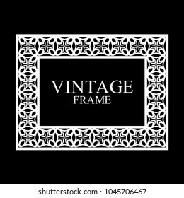 Vintage  white border frame with retro ornamental pattern. Template for design. Vector illustration