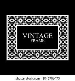 Vintage  white border frame with retro ornamental pattern. Template for design. Vector illustration