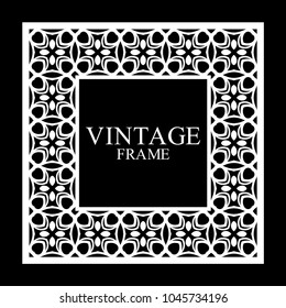 Vintage white border frame with retro ornamental pattern. Template for design. Vector illustration