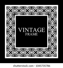 Vintage  white border frame with retro ornamental pattern. Template for design. Vector illustration