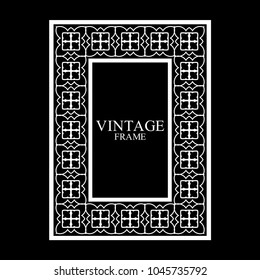 Vintage  white border frame with retro ornamental pattern. Template for design. Vector illustration