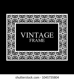 Vintage  white border frame with retro ornamental pattern. Template for design. Vector illustration