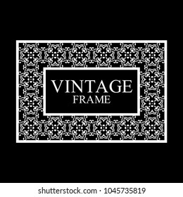 Vintage  white border frame with retro ornamental pattern. Template for design. Vector illustration