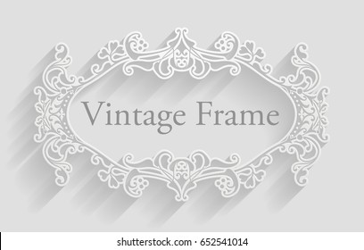 Vintage white cutout Victorian style background frame design 