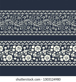 vintage white floral seamless border design. seamless template in swatch panel. design for packaging, decor, print