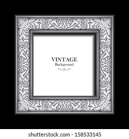 Vintage white frame, antique, victorian ornament, background for design, beautiful old paper, card, ornate cover page, label, floral luxury ornamental pattern template 