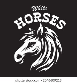 Vintage white horse head illustration for logo and symbol needs