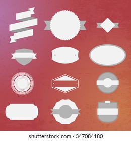 Vintage white Labels Set on colorful Background. Vector Elements for Your Design