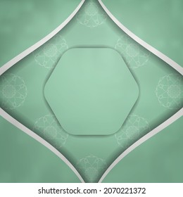 Vintage white pattern card in mint color for your design.