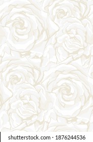 Vintage white roses blooming. Seamless pattern