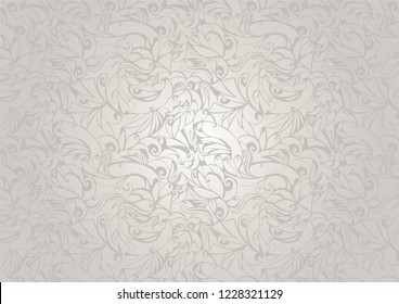 Vintage white ultramarine background with floral elements and darkening to the edges in Gothic style. Royal texture, vector Eps 10