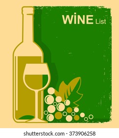 vintage white wine list background .Vector poster for text