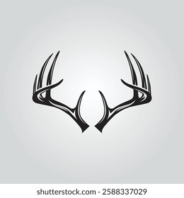 vintage whitetail deer antlers silhouette vector logo