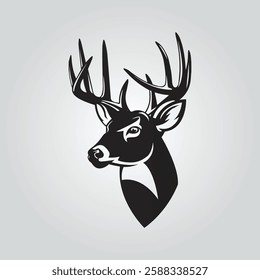 vintage whitetail deer antlers silhouette vector logo