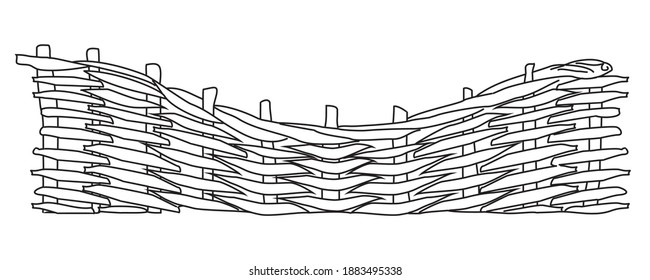 Vintage wicker fence graphics vector
