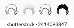 Vintage wigs set. Elegant antique design of aristocrats and judges with traditional style for renaissance parties and vector masquerades