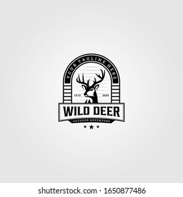 vintage wild deer logo vector illustration design