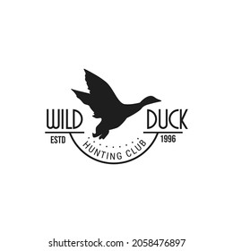 Vintage Wild Duck Hunting Club Logo Concept For Company, Club, Community, Store And Website. Vector EPS 10