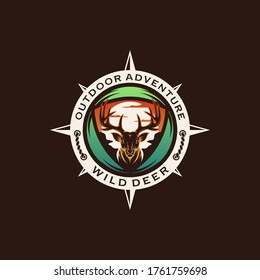  Vintage wild nature deer label and logo template