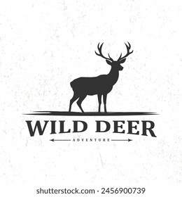 Vintage wild nature deer label and logo template